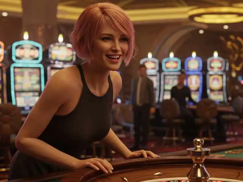 Smiling woman at a blackjack table, highlighting common blackjack misconceptions