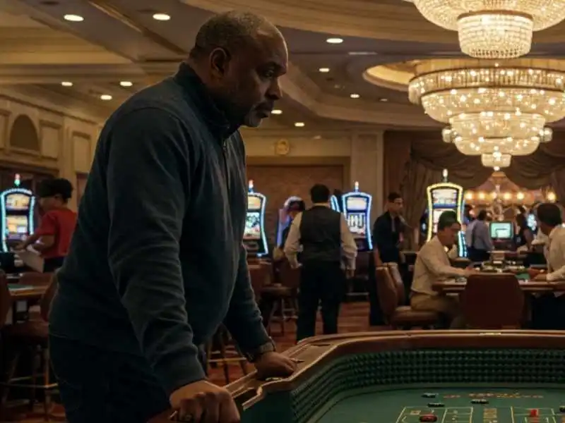 Focused man watching the action at an MWPlay casino table