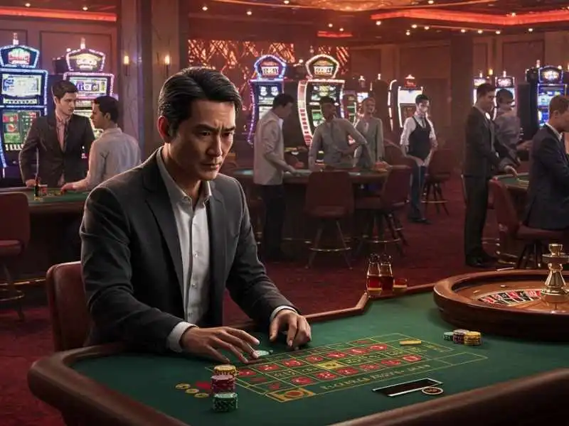 Focused man playing roulette at Manila888 Casino