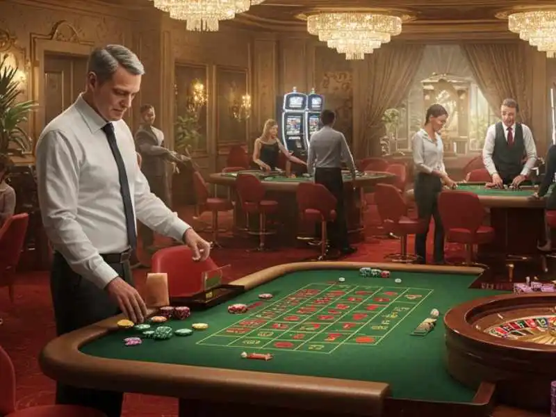 Elegant man placing bets at MWPlay888 roulette table