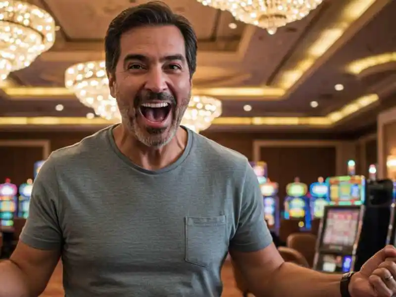 Man reacting with excitement after triggering the Jackpot Meter