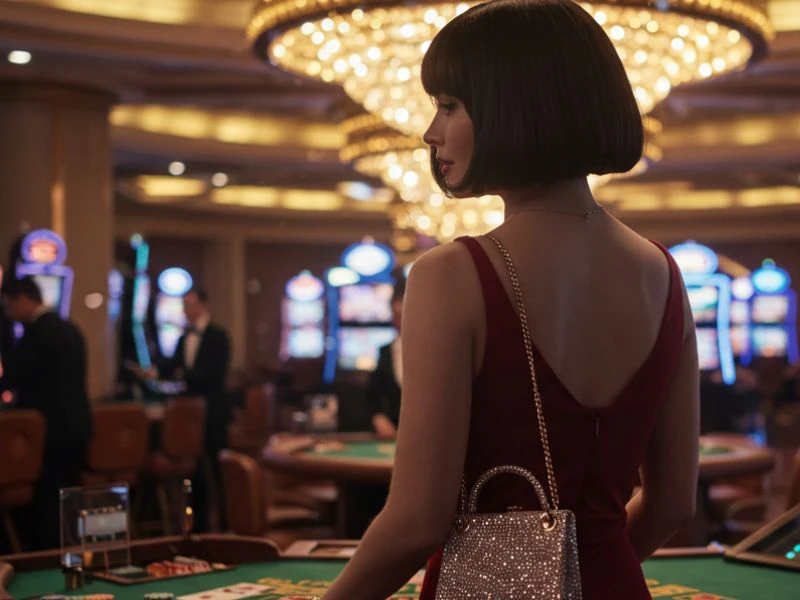 Woman in red dress at Casino Filipino Manila