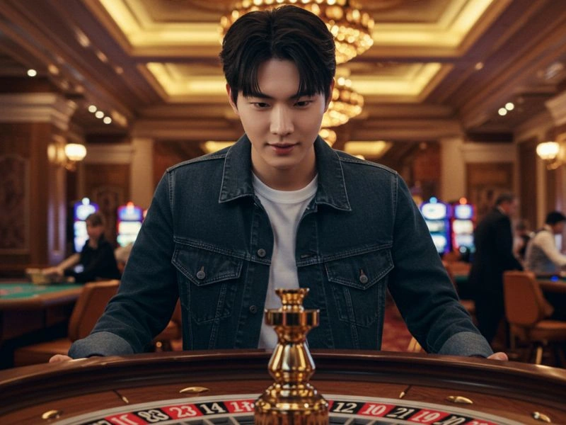 Young man facing roulette wheel at Casino Filipino Manila