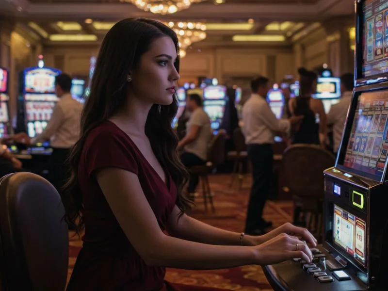 Woman playing slot machine inspired by MWPlay app