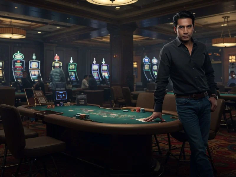 Man standing near card table at Mwplay casino