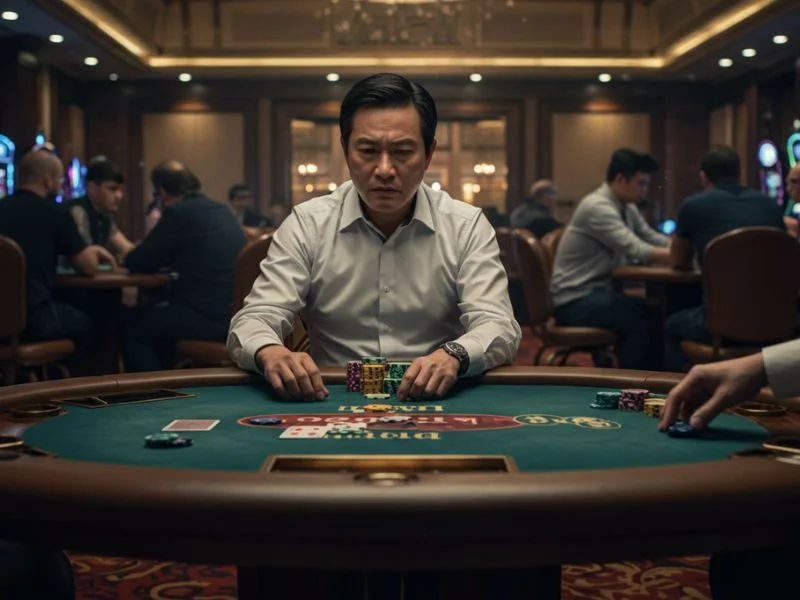 Focused player analyzing his cards at Game Club PH table