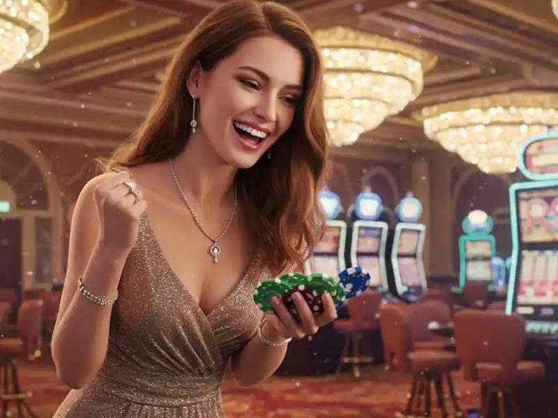 Stylish woman celebrating a big win from the Jackpot Meter