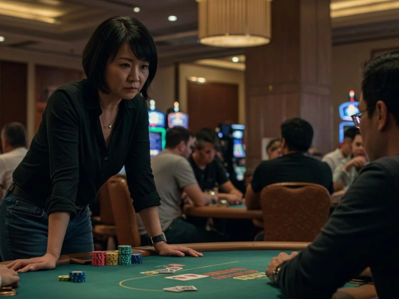 Woman focusing on casino table after ph gameclub register account