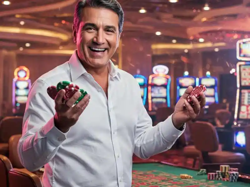 Man raising his fist in joy after a win at Sugar Bang Bang