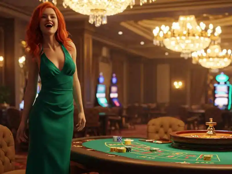 Stylish woman in a green dress standing by a game table at Sugar Bang Bang