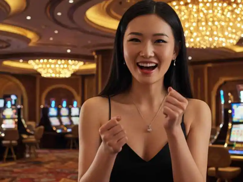 Woman celebrating with joy after winning in Sugar Bang Bang