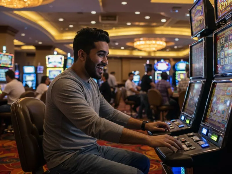 Happy man enjoying slot games after CC6 Online Casino Register.