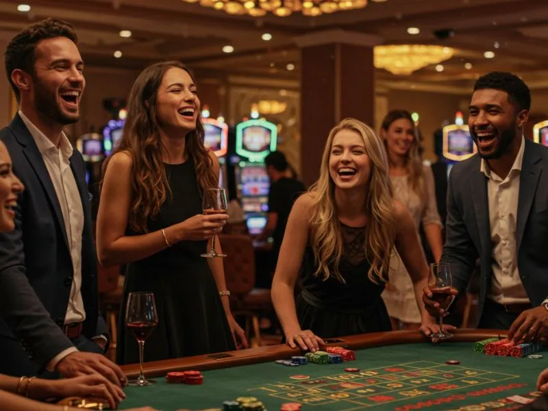 Group of friends laughing and enjoying their time together while playing at Manila Play.