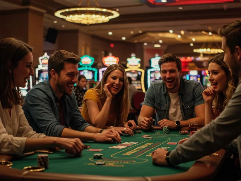 Happy friends enjoying their time playing at bmy888 online casino with exciting games and big rewards.