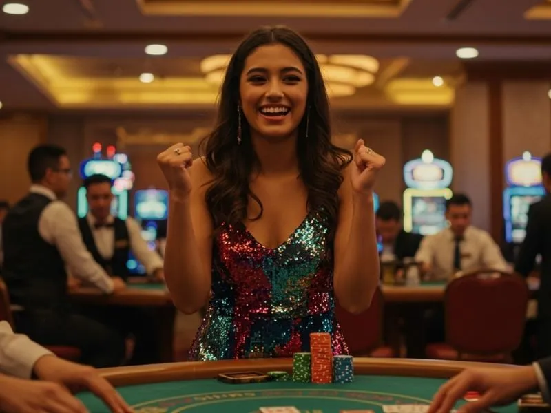 Smiling player celebrating a poker win after completing betso88 casino register
