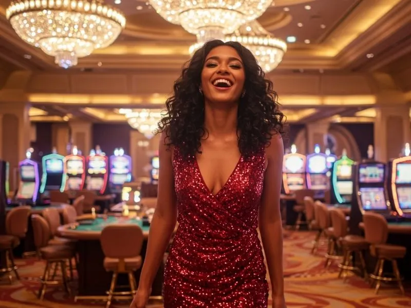 Visitor enjoying the lively casino floor at a casino in Quezon City Philippines