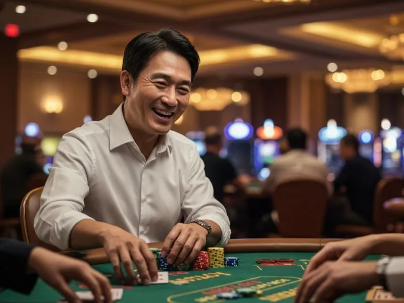 Smiling player celebrating casino success after completing cczz casino login register Philippines