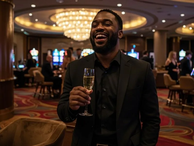 Smiling man standing on a casino floor representing cczz casino login register philippines