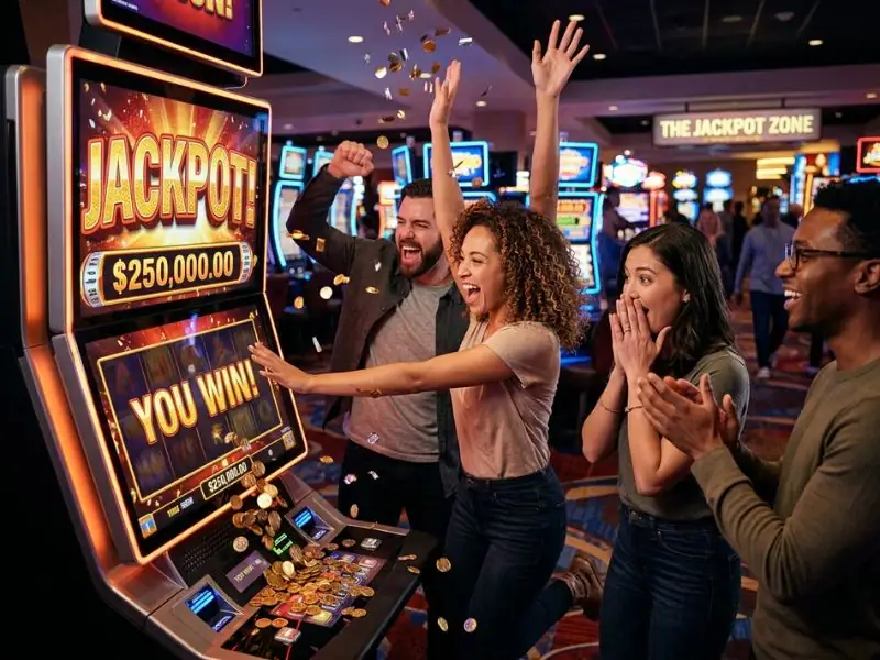 Free 100 GCash Casino player cheers as a jackpot appears on the online slot machine