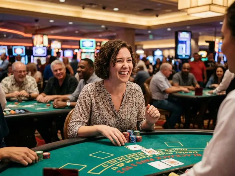 Casino player smiling through multiple rounds of gameplay phsky casino login the player kept smiling through each round