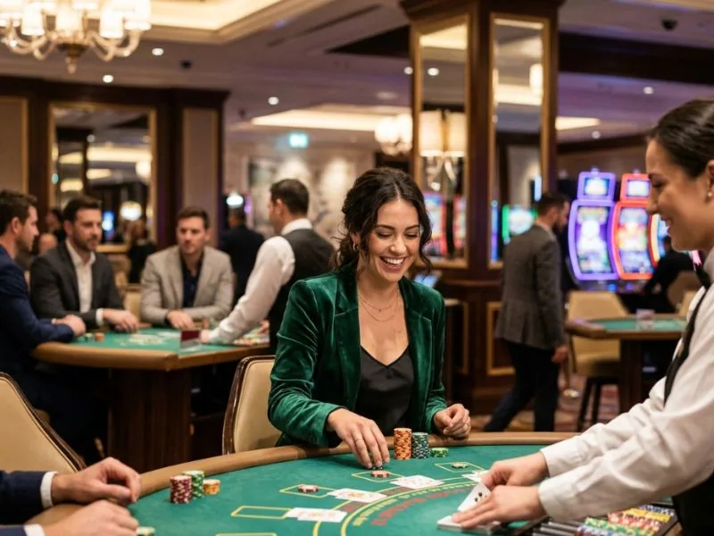 Refined woman surrounded by casino energy and glamour with 7game com legit online casino