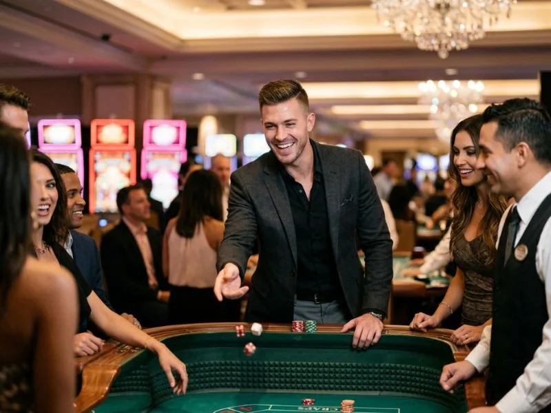 Successful man enjoying an entertaining casino evening with bmy888 online casino