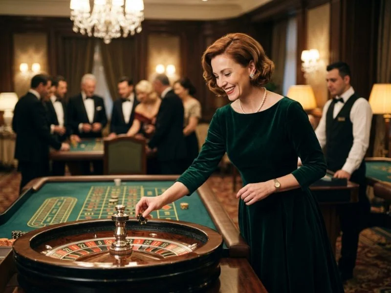 Classy lady playing casino games with style and sophistication at phcash.com casino