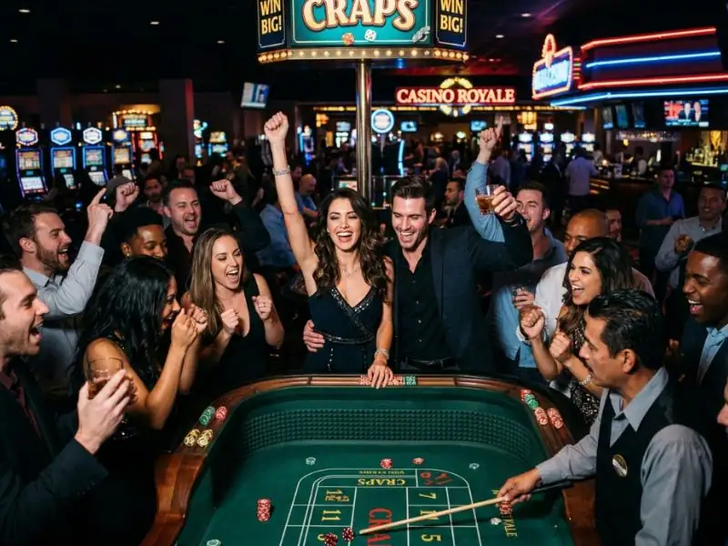 Charming couple having fun in modern casino environment with wowph.com online casino