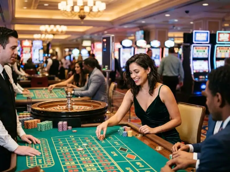 Sophisticated lady surrounded by luxury and elegance in wowph.com online casino resort setting