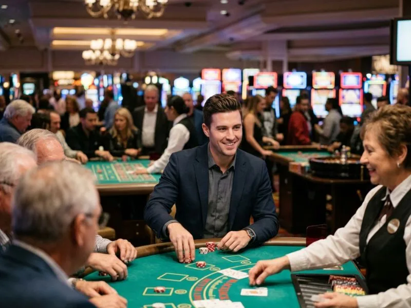 Well-dressed man celebrating a winning moment at Z25 Casino Login