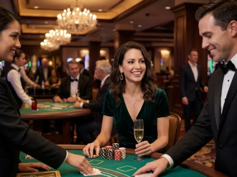 city of dreams online casino player enjoying the vibrant energy of the lively casino floor.