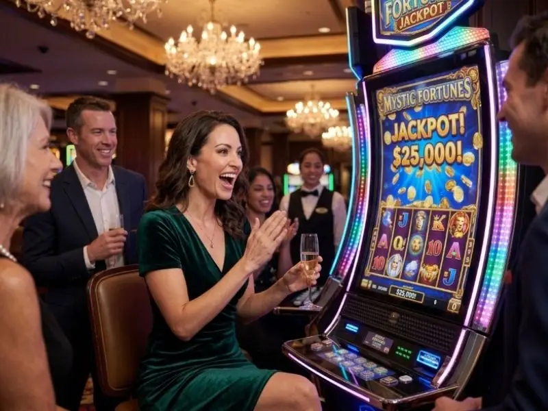 city of dreams online casino player smiling while celebrating an exciting casino moment.