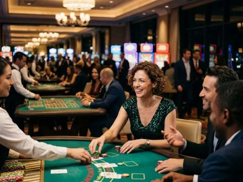 gamezone online casino player smiling while celebrating a memorable casino experience.
