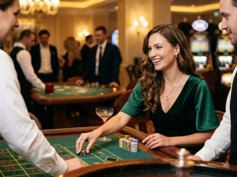 gcash games earn money player celebrating a special evening at an elegant and exclusive casino venue.