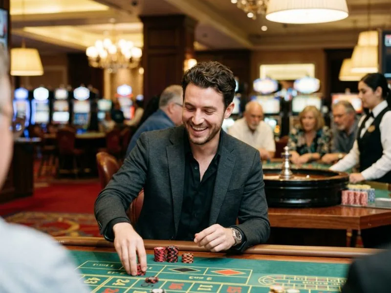 Lodi 777 online casino Philippines player relaxing in a vibrant casino atmosphere.