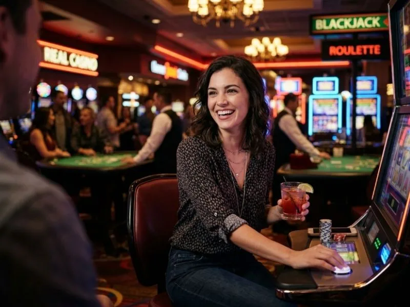 nustar online casino player smiling while enjoying a world-class casino entertainment experience.