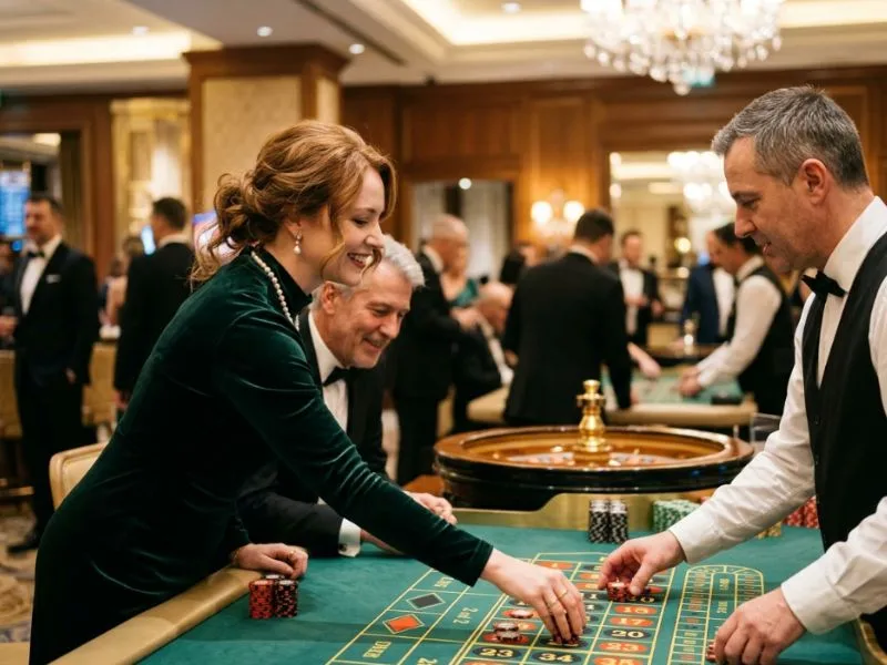 PAGCOR accredited online casino player relaxing in the luxurious setting of a premium casino.