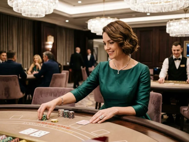 PAGCOR online casino GCash player admiring the elegant interior of a grand casino venue.