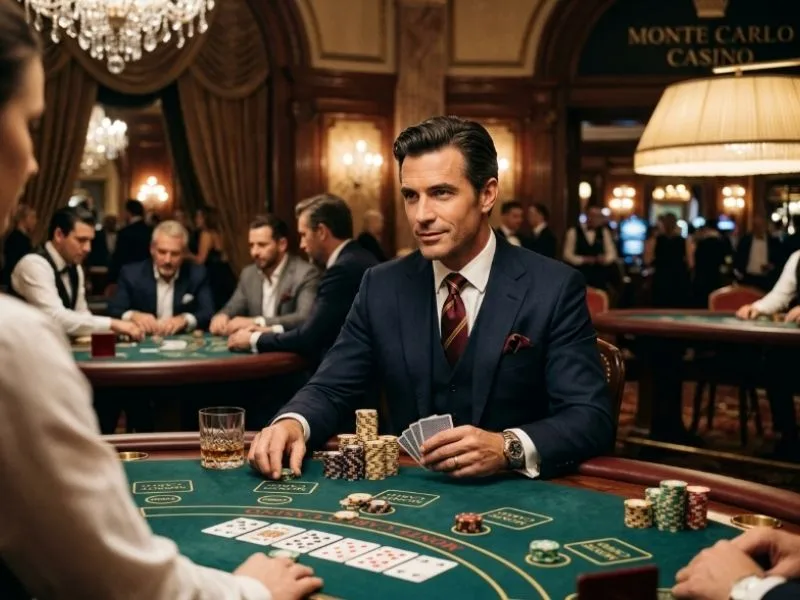 ph city online casino enthusiast appreciating a luxurious gaming atmosphere with a smile.