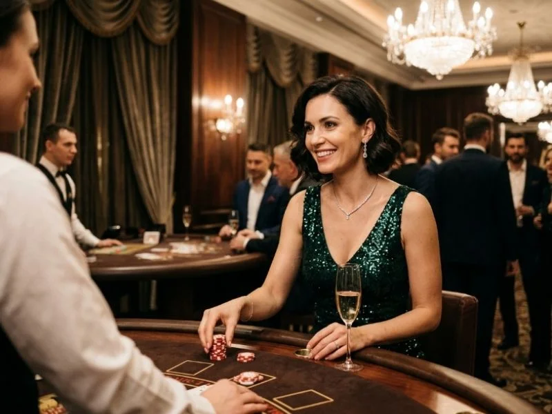 th777 online casino link guest creating memorable moments in a sophisticated casino environment.