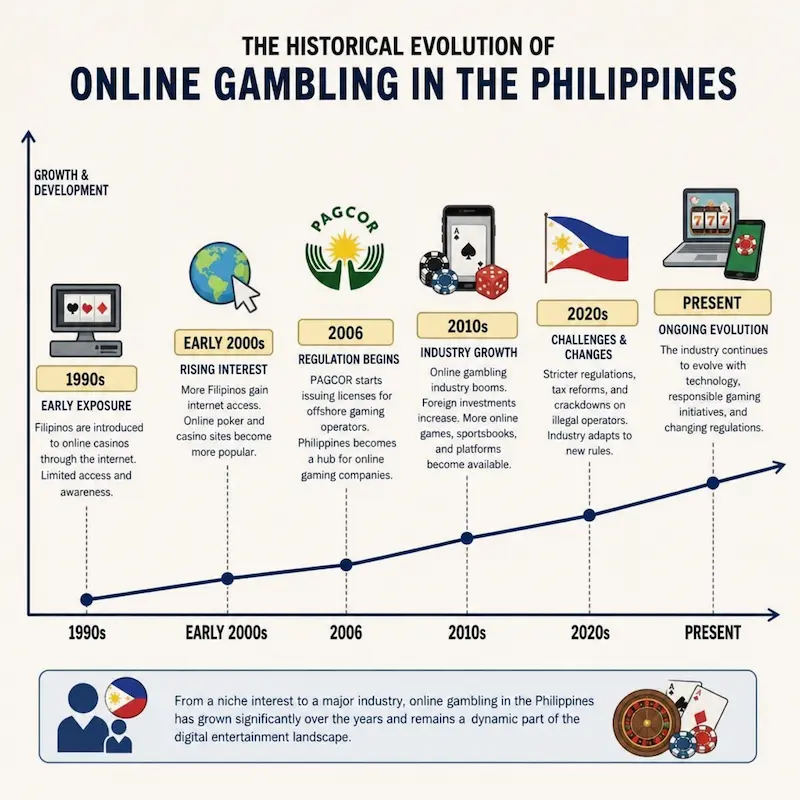 A chart showing the evolution of online gambling in the Philippines - Online Gambling Philippines | Apexgaming99