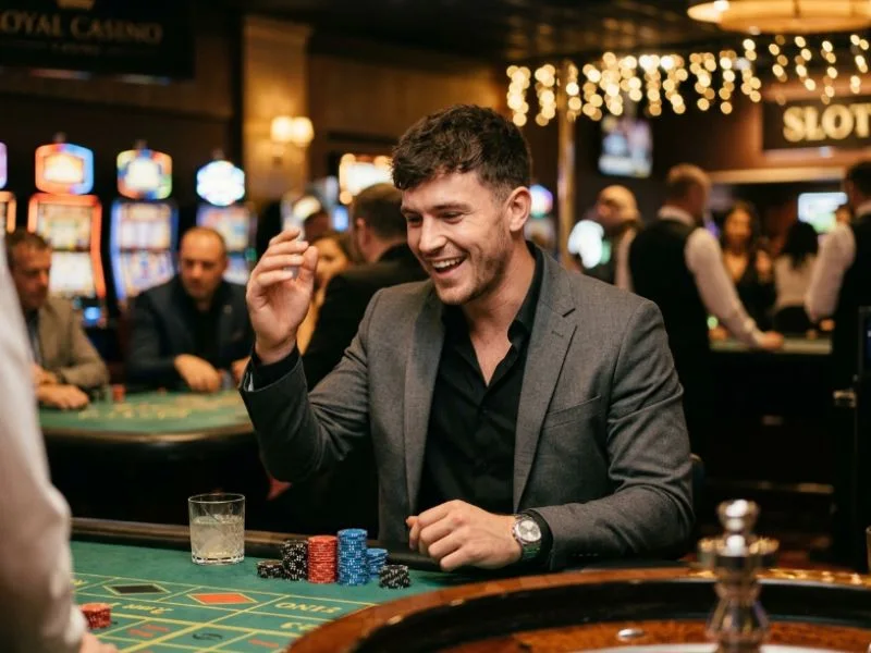 Apex Online player trying their luck at online casino games with a positive mindset