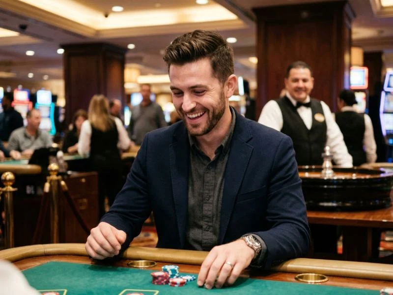 Skilled man playing at Lodi291 Online Casino while making smart betting decisions.