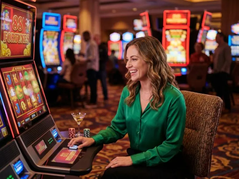 Stylish woman enjoying Lodi291 Online Casino games with confidence and focus.