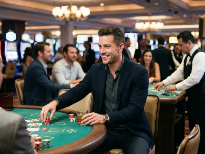 Skilled player making calculated moves while playing Luck789 Online Casino games.