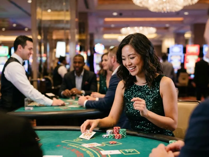 Woman enjoying fast and smooth gameplay on Luck789 Online Casino.