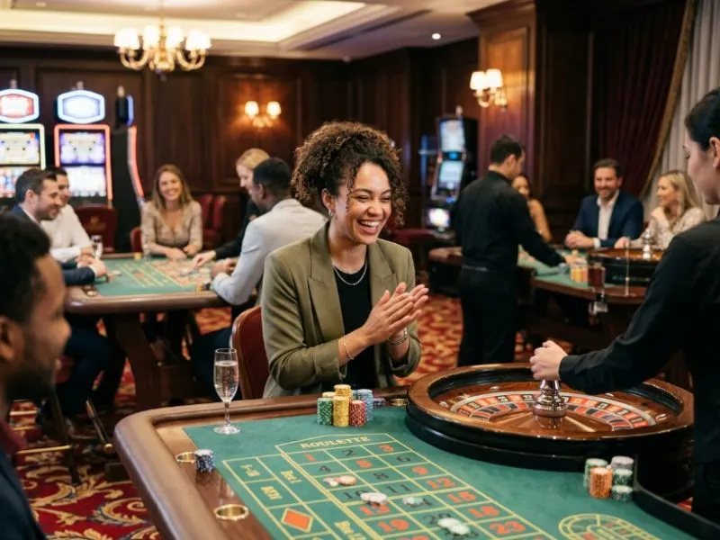 Woman enjoying PH444 Online with thoughtful gameplay and a balanced casino experience.