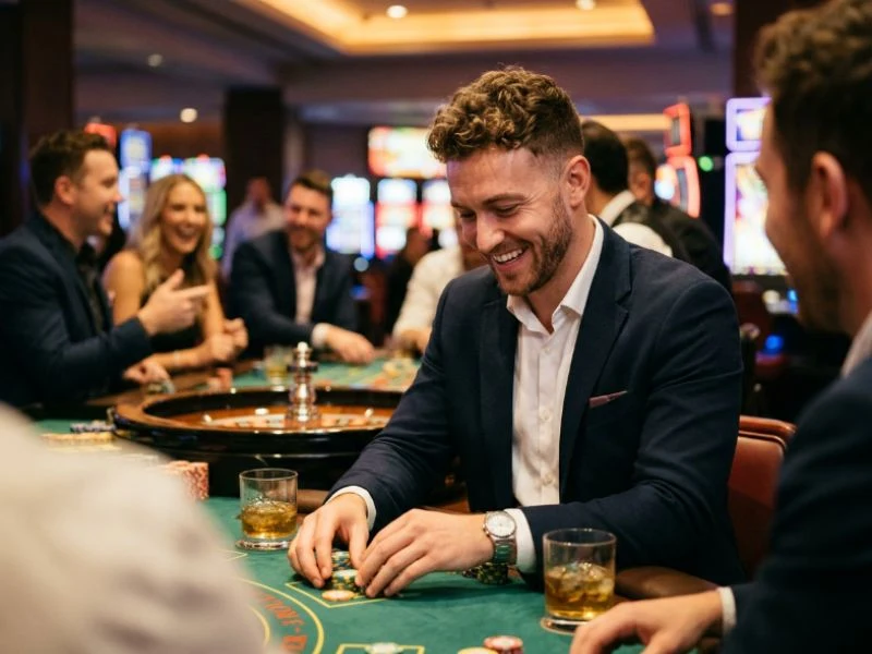 Skilled man playing on PH444 Online while making smart betting decisions at the casino.