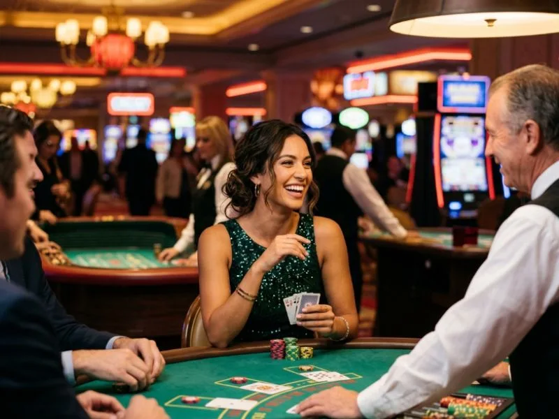 Confident woman enjoying Spin PH Online Casino with strategy and responsible gaming.